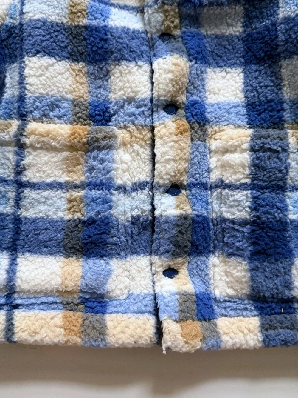 Gymboree baby Kids Plush Plaid Button-Up Jacket in Blue and Cream 18-24 months
